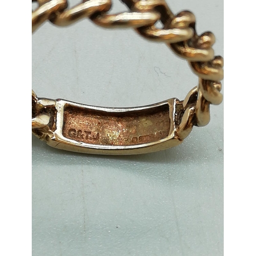 218 - 9ct Gold (ID Bracelet) Ring. 2.5grm.