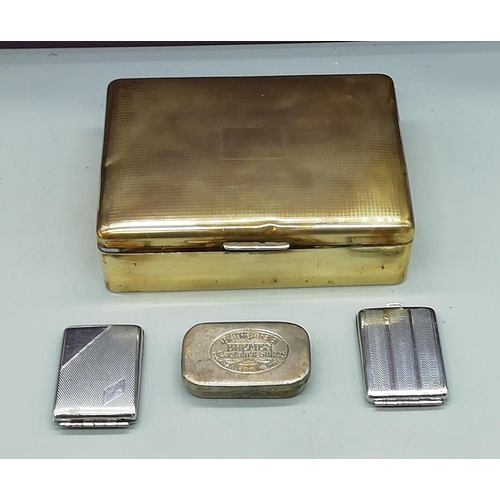 226 - Brass Cigarette Box plus 3 Tins.