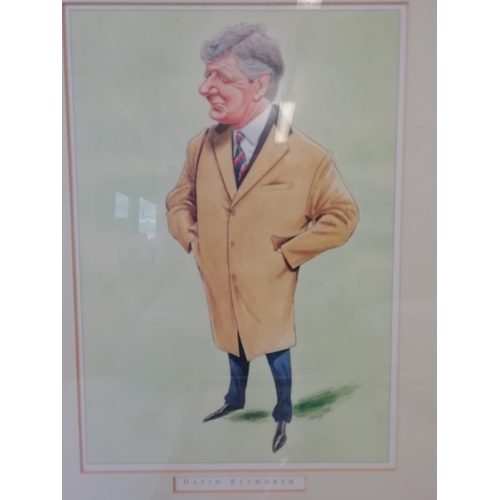 240 - Collection of 5 Framed and Glazed Horse Racing Theme Caricatures by John Ireland including David Els... 