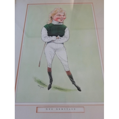 240 - Collection of 5 Framed and Glazed Horse Racing Theme Caricatures by John Ireland including David Els... 