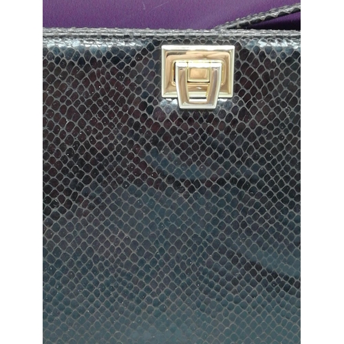 244 - Ladies Brown Snakeskin Handbag by Klan - Boxed.