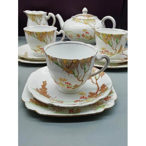 246 - Standard China Hand Painted 18 Piece Tea Set comprising Teapot, Milk, Sugar plus 5 Trios.