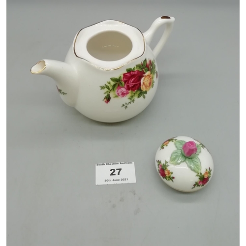 27 - Royal Albert 1 Cup Teapot in the 'Old Country Roses' Pattern.