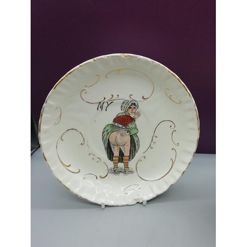 304 - Victorian Cup and Saucer with Comical Scenes. A/F