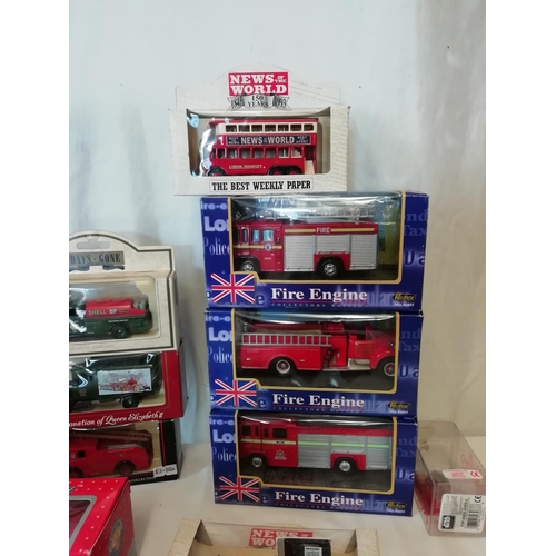 338 - Box of Die-Cast Cars (24) including Days Gone, Fire Heroes, Matchbox, etc. All Boxed.