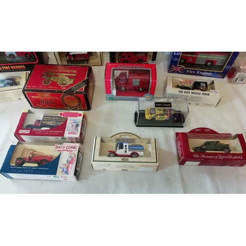 338 - Box of Die-Cast Cars (24) including Days Gone, Fire Heroes, Matchbox, etc. All Boxed.