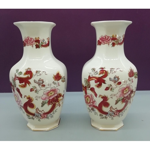 35 - Pair of Mason's 21cm Vases in the 'Red Mandalay' Pattern.