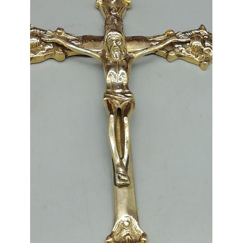 355 - Brass Wall Hanging Crucifix.