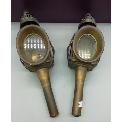 365 - Brass Coach Lamps (2). Approx 46cm High.