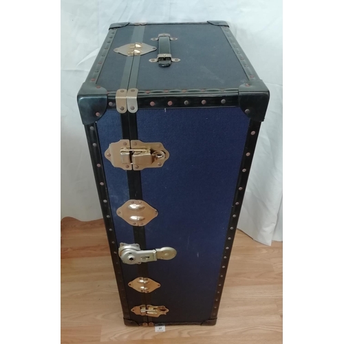 37 - Large Blue Travel Trunk. 50cm x 34cm x 93cm. This Lot is Collection Only.