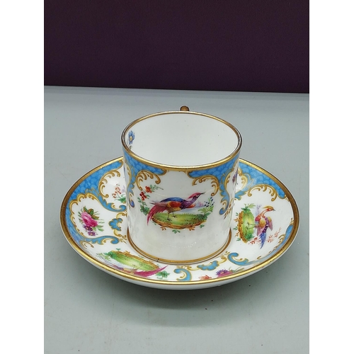 425 - Thomas Goode & Co Coffee Can and Saucer in a Phoenix Bird Pattern.