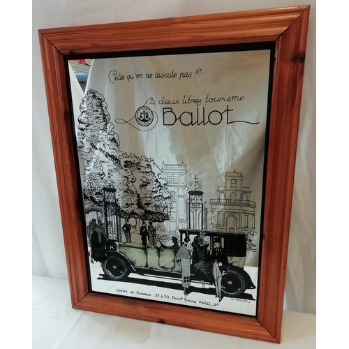 435 - Pine Framed 'Ballot Paris' Picture Mirror. 71cm x 55cm. This Lot is Collection Only.