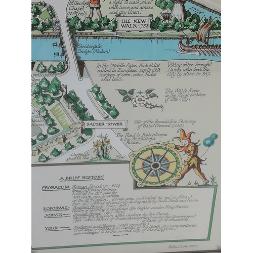 436 - Framed Historic York Map. 65cm x 54cm. This Lot is Collection Only.