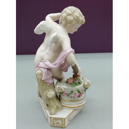 6 - Meissen c1880-1890 'Je Les Enflamme' Figurine (Finger Missing) plus Boy with Birds Figurine. (With D... 