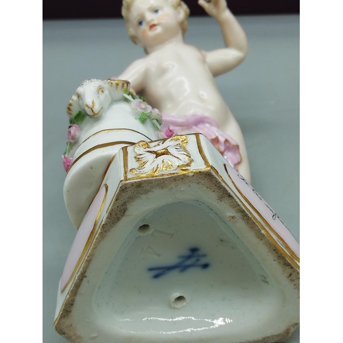 6 - Meissen c1880-1890 'Je Les Enflamme' Figurine (Finger Missing) plus Boy with Birds Figurine. (With D... 