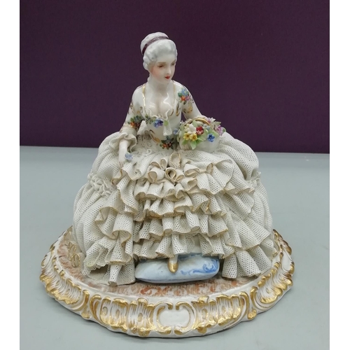 7 - Luigi Fabris Italian Lace Figurine. Displays Well but with Damage to Lace to Rear of Dress.