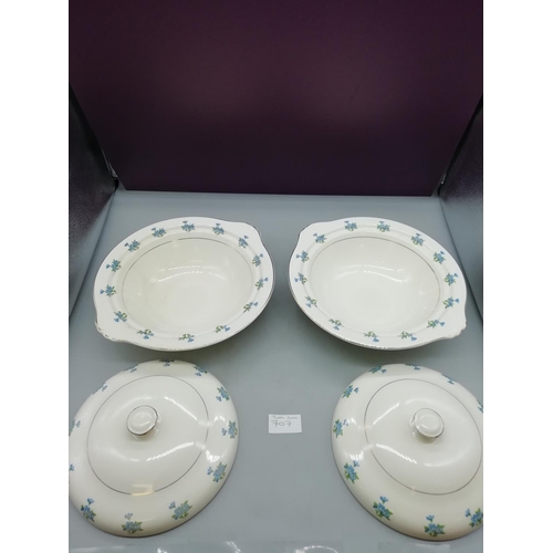 707 - Pair of Royal Swan Covered Serving Dishes.