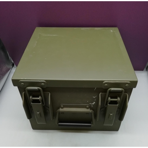 724 - Metal Military Box. Approx 28cm x 28cm x 20cm.