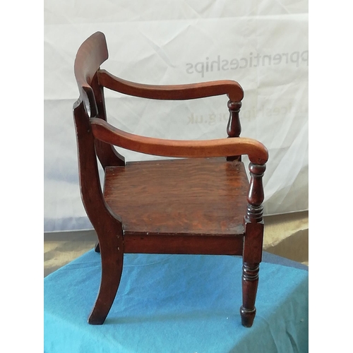 80 - Early Victorian Childs Chair with Turned Legs. 52cm High, 35cm Wide. Collection Only