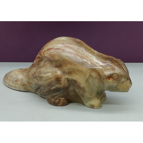 88 - Thorn of Canada Carved Stone Beaver. Signed.