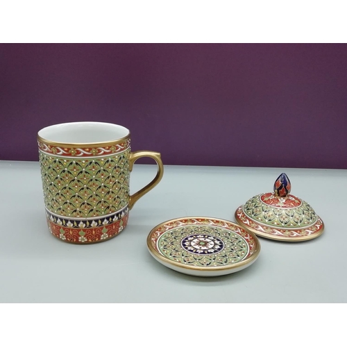 1 - Oriental Chocolate Mug with Cover and Saucer.