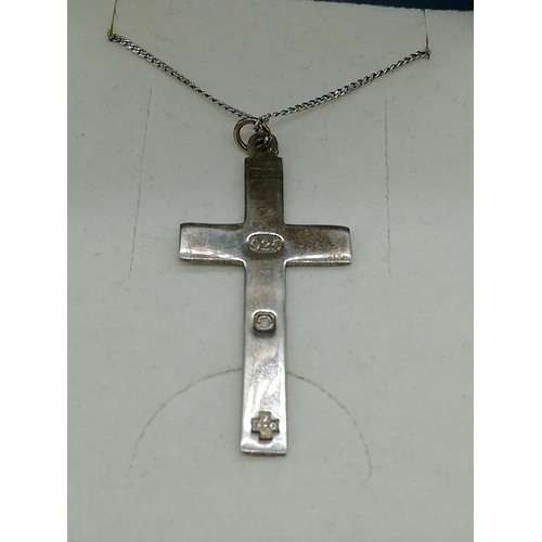 45 - Silver Hallmarked Cross and Chain (2000).