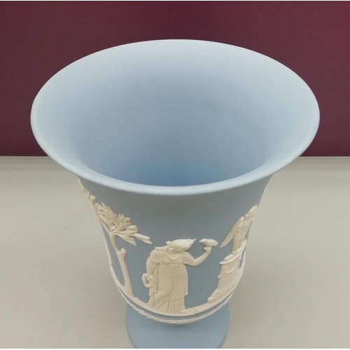 46 - Wedgwood Blue Jasper 19cm Trumpet Vase.