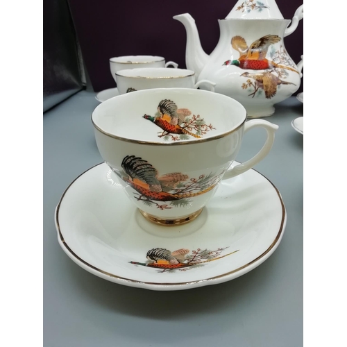 49 - Bone China 13 Piece Part Tea Set with a Pheasant Design.