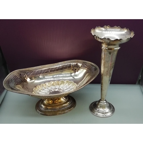 393 - Silver Plated Centrepiece and Flower Vase. c1910.