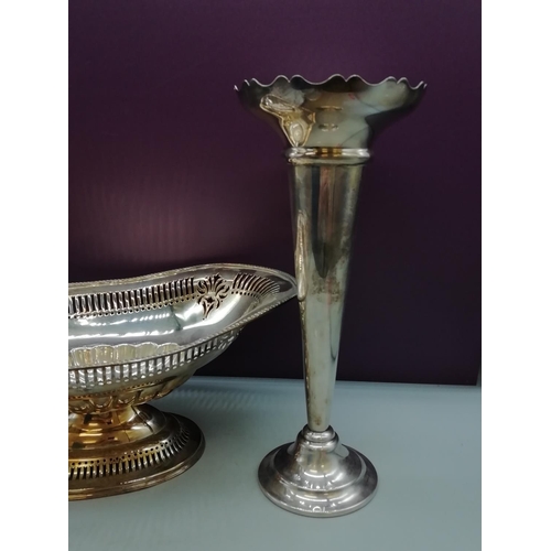 393 - Silver Plated Centrepiece and Flower Vase. c1910.