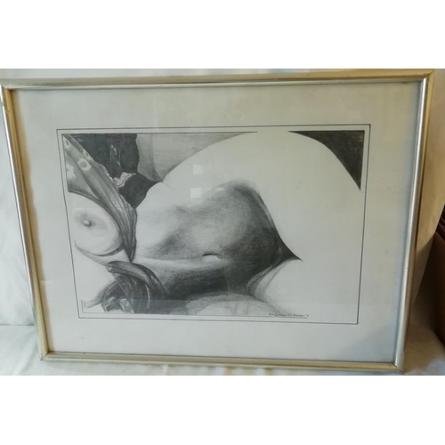 544 - Framed and Glazed Erotic Drawing signed Alex Eustace, November '78. 63.5cm x 48cm. This Lot is Colle... 