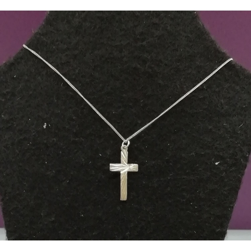 37 - Silver Marked Cross and Chain