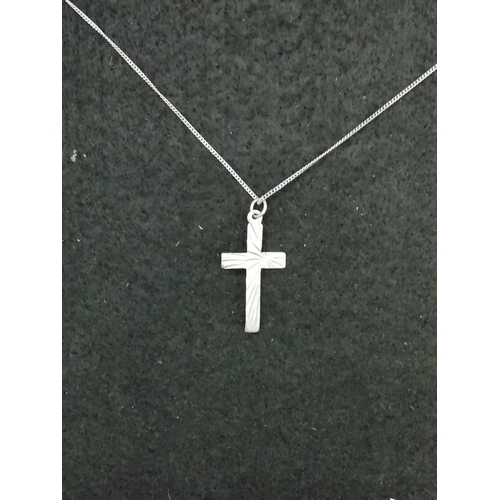 37 - Silver Marked Cross and Chain