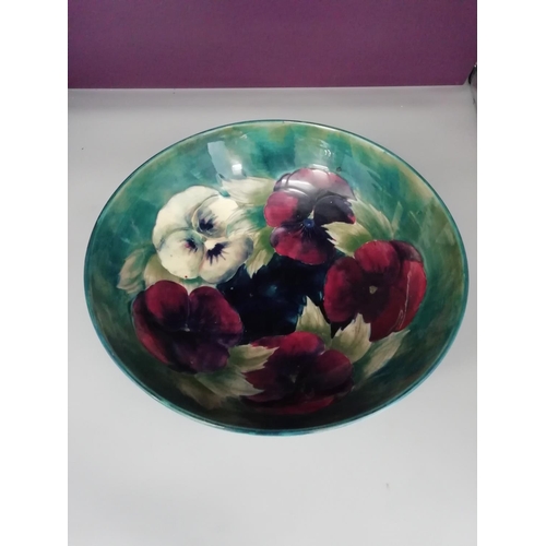 11 - Moorcroft Large 30cm Diameter 'Pansy' Bowl. Heavy Restoration to Body of the Bowl but Still Displays... 