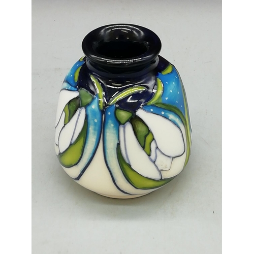 123 - Moorcroft 6cm Vase in the 'Forde Abbey/Snowdrop' Pattern by Vicky Lovatt.