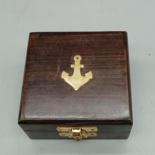 125 - Boxed Brass Royal Navy Style Compass.