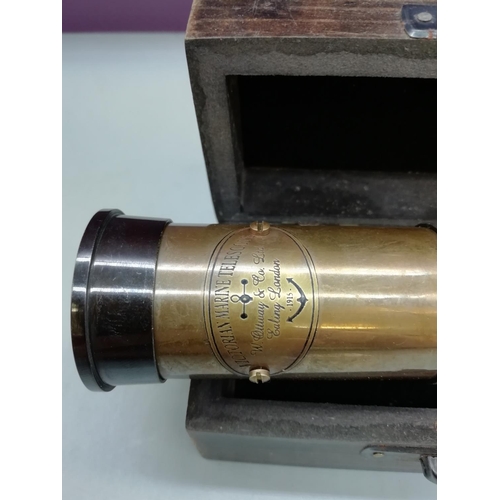 126 - Boxed Brass Victorian Marine Style Telescope.