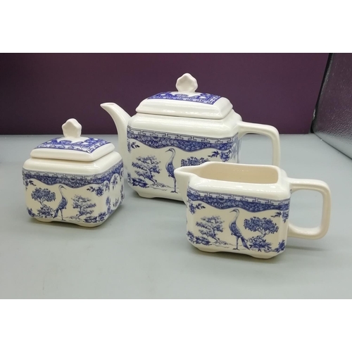 154 - Wade Blue and White Teapot Set - Boxed.