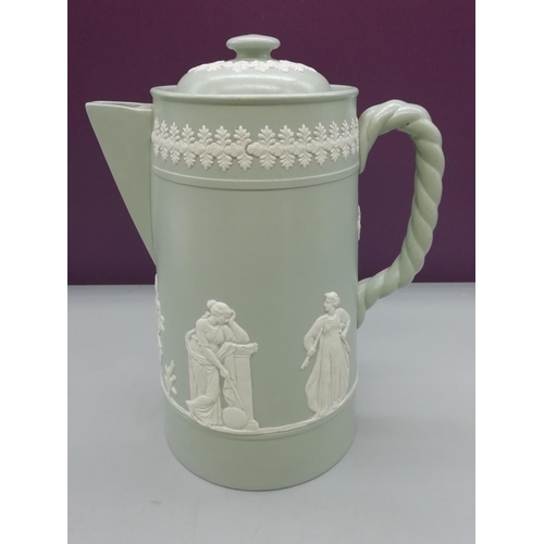 167 - James Dusdons, Hanley Staffordshire (licensed by the Pattencee) Light Sage and White Hot Water Jug. ... 