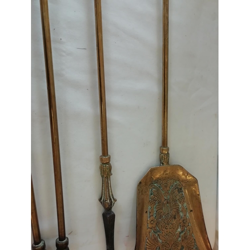 18 - Set of Art Nouveau Style Brass Fire Irons.