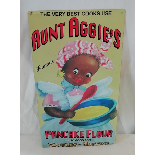 2 - 'Aunt Aggie's Pancake Flour' Tin Sign 45cm x 26cm.