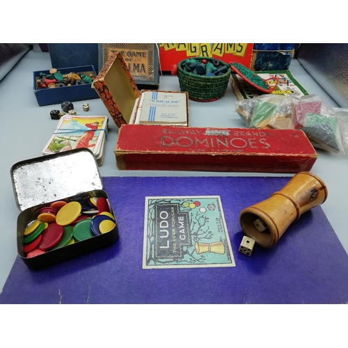 207 - Collection of Vintage Games including Ludo, Halma, Railway Brand Dominoes, Kan-U-Go, etc. All procee... 