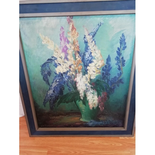 218 - Framed Oil on Canvas of Flowers in Vase by Kate Sargent. 84cm x 73cm. This Lot is Collection Only. A... 