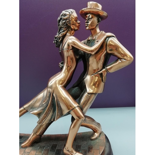 23 - Large Copper Finish Dancing Couple on Base. 31cm x 27cm.