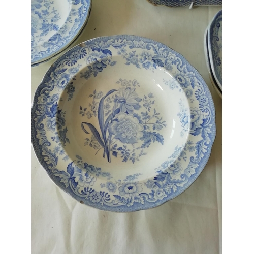 234 - Copeland Spode c 1805-1860 Blue and White Part Service. Some Pieces have Staining, Chips, etc. All p... 