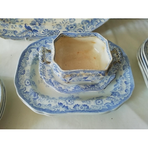 234 - Copeland Spode c 1805-1860 Blue and White Part Service. Some Pieces have Staining, Chips, etc. All p... 