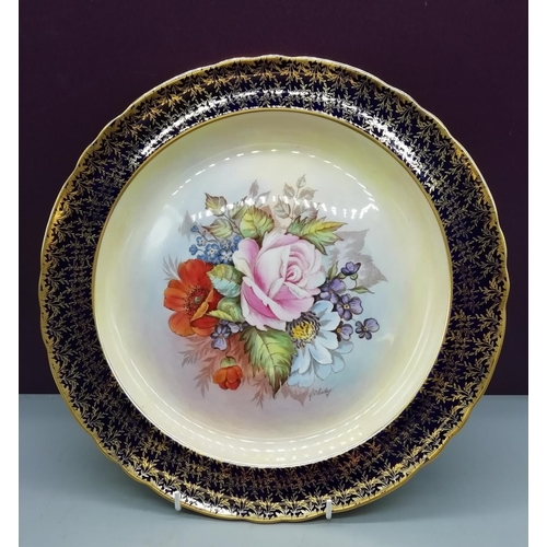 24 - Aynsley Semi Hand Painted 31cm Plate/Charger. Signed J.A.Bailey.