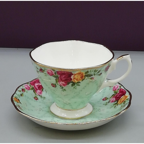 291 - Royal Albert'Old Country Roses' Peppermint Damask Cup and Saucer.