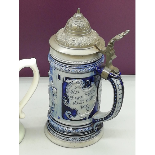 311 - Old German Beer Stein plus a Spode Tankard.