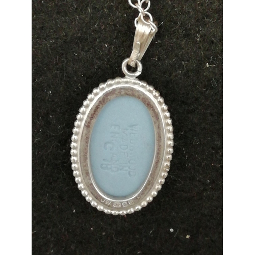 325 - Silver Hallmarked Wedgwood Blue Jasper Pendant and Chain.